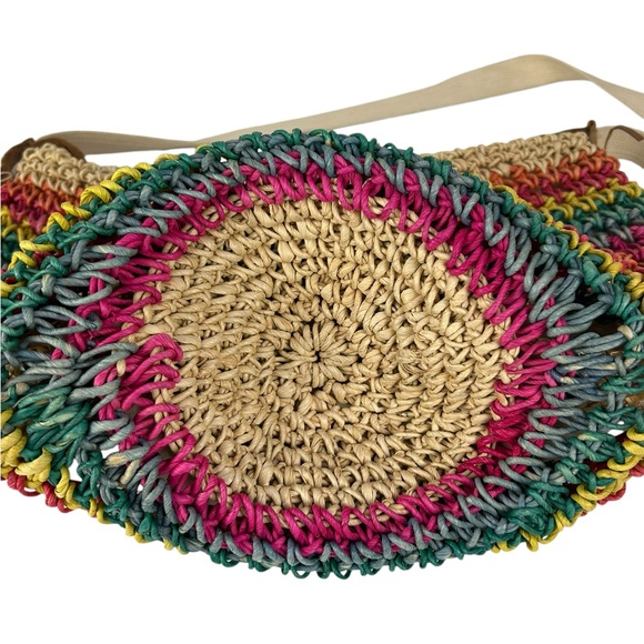 Vintage Rainbow Woven Straw Hobo Bag - Picture 5 of 11